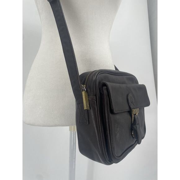 Vintage Ralph Lauren Collection Brown Leather Camera Shoulder Bag Crossbody 90s - Picture 3 of 13